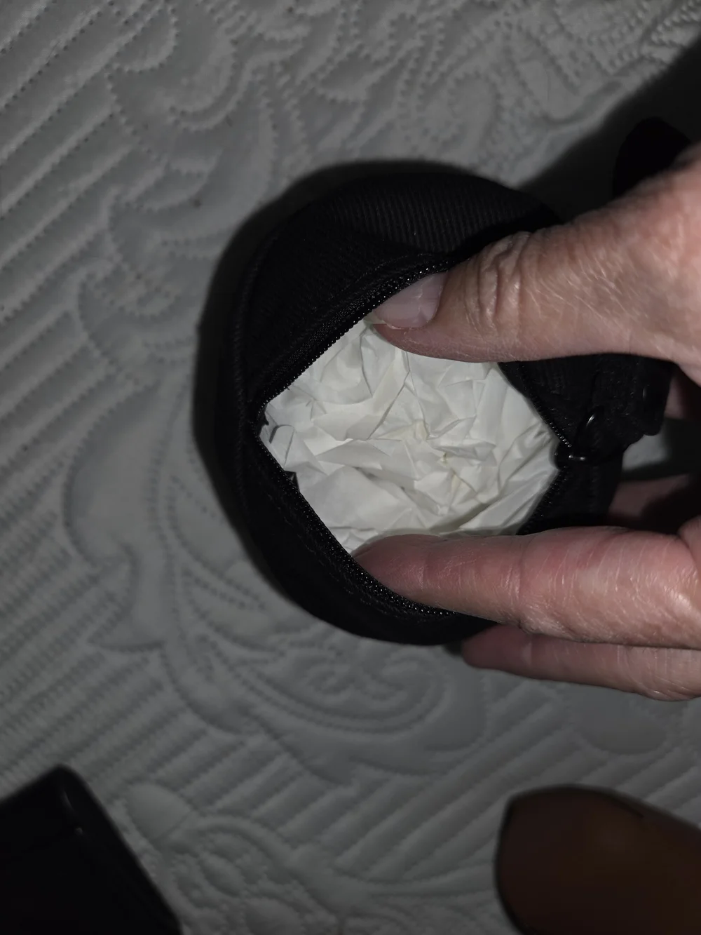 CHANEL Black Round Pouch Coin Case
